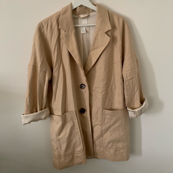 H&M LINEN BLEND BLAZER - Picture 1 of 4